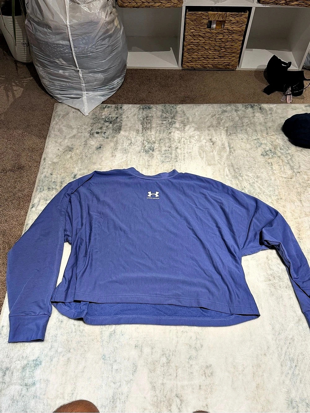 Under Armour HeatGear Elite Crop Mock Long Sleeve Blue Size Large